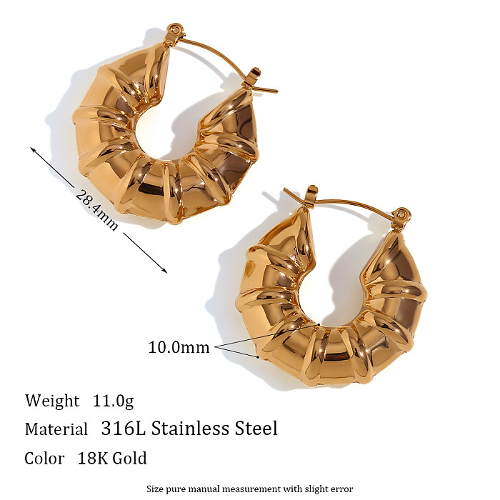1 Pair Retro Solid Color Stainless Steel  Plating Hoop Earrings