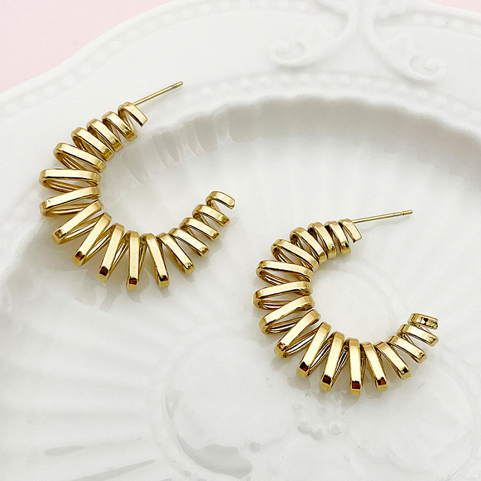 1 Pair Novelty Simple Style Roman Style C Shape Plating Stainless Steel  Gold Plated Earrings