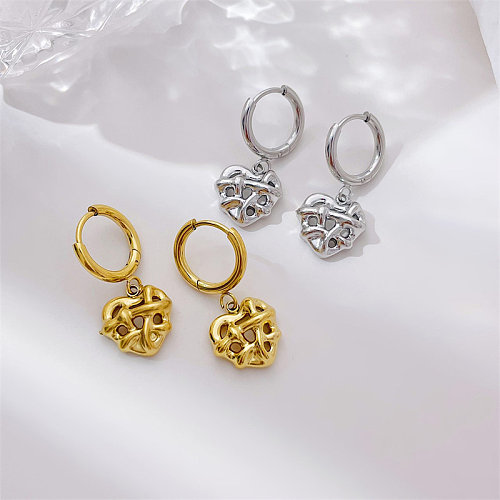 1 Pair Vintage Style Heart Shape Plating Stainless Steel  White Gold Plated Gold Plated Drop Earrings