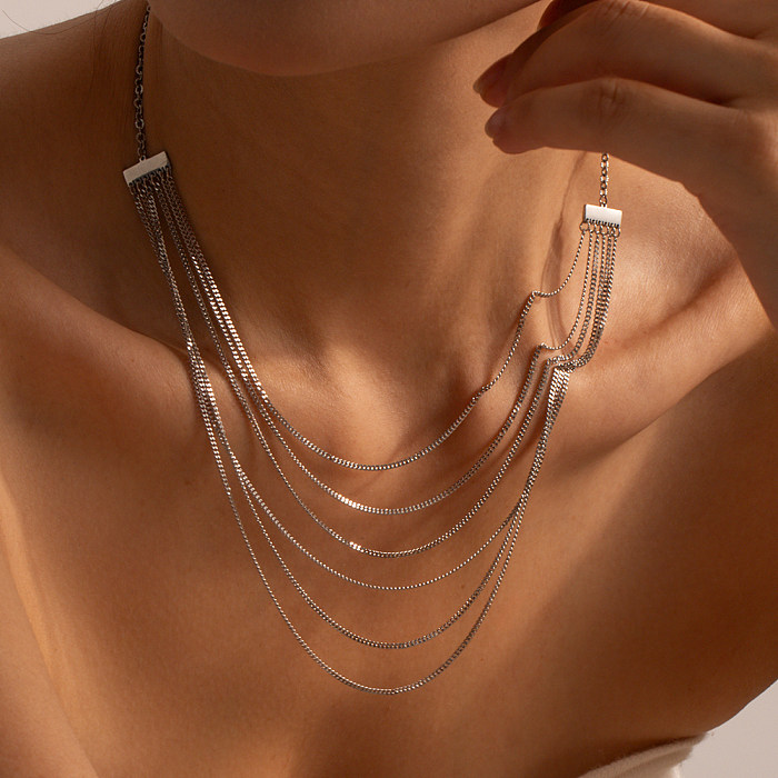 IG Style Schlichter Stil, einfarbige Halskette aus Edelstahl mit Edelstahlbeschichtung