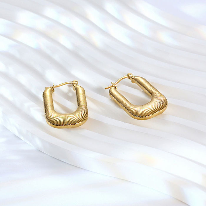 1 Pair Vintage Style Simple Style U Shape Solid Color Plating Stainless Steel  18K Gold Plated Earrings