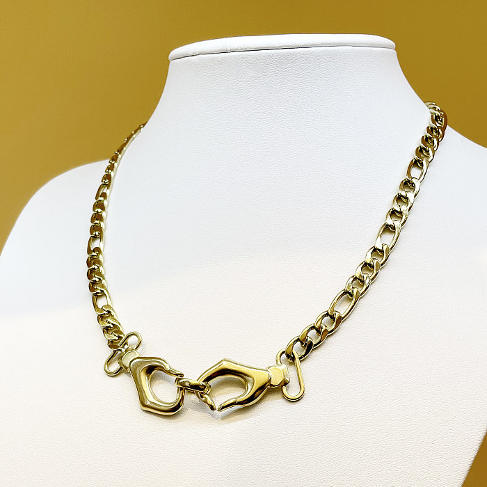 Wholesale Hip-Hop Hand Stainless Steel  14K Gold Plated Necklace