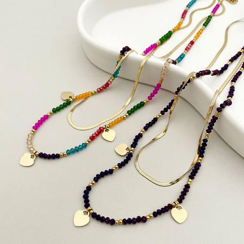 Bohemian Heart Shape Stainless Steel  Plating Necklace 1 Piece