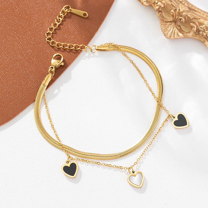 Wholesale Cute Lady Sweet Heart Shape Titanium Steel Bracelets