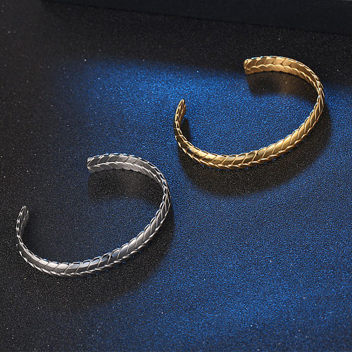 Basic Solid Color Titanium Steel Plating Cuff Bracelets