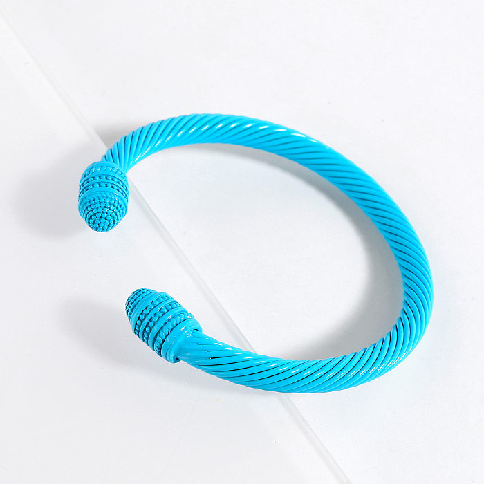 Simple Style Solid Color Stainless Steel Colorful Stoving Varnish Cable Cuff Bracelets
