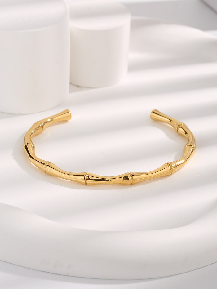 Simple Style Commute Solid Color Titanium Steel Gold Plated Bangle
