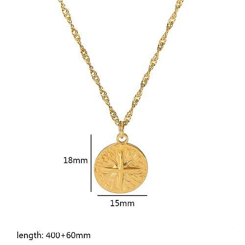 Vintage Style Round Square Heart Shape Stainless Steel  Polishing Plating 18K Gold Plated Pendant Necklace