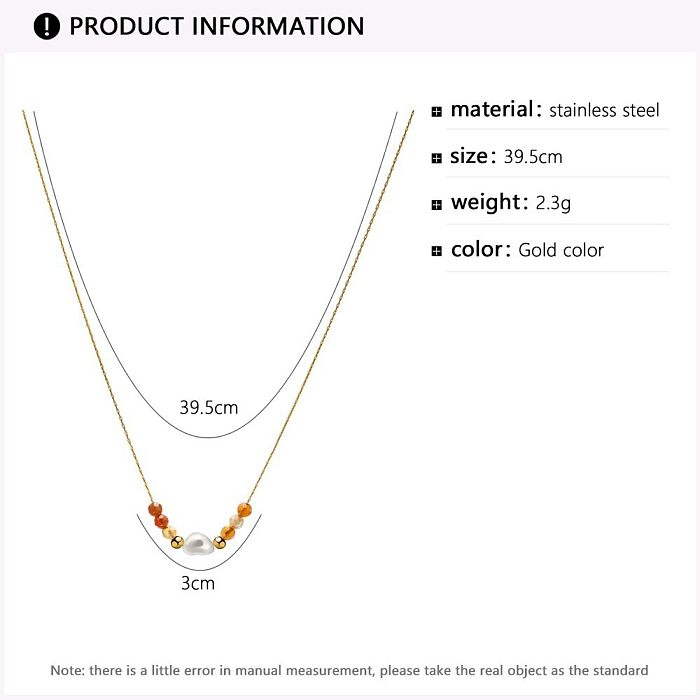 IG Style Round Oval Heart Shape Stainless Steel  Imitation Pearl Plating Inlay Shell 18K Gold Plated Pendant Necklace