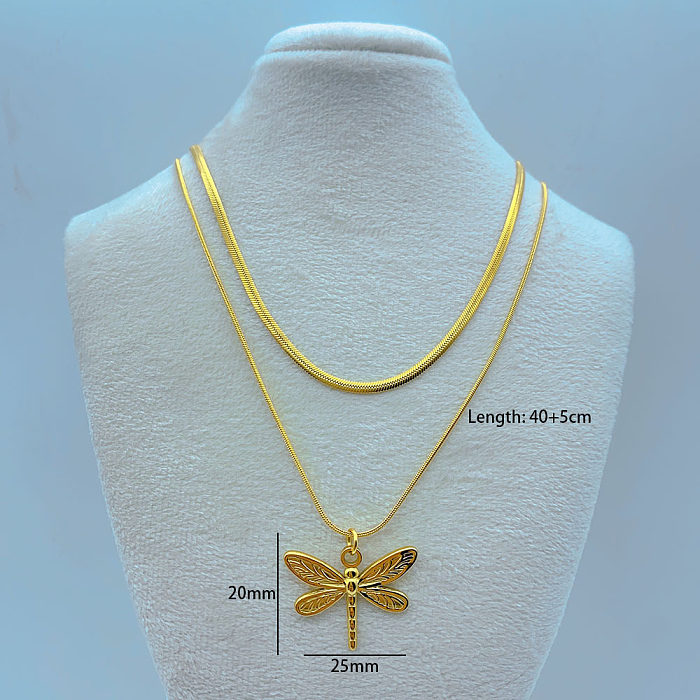 Großhandel Halsketten mit Blumen-Schmetterlings-Ginkgoblatt-Edelstahl im schlichten Stil