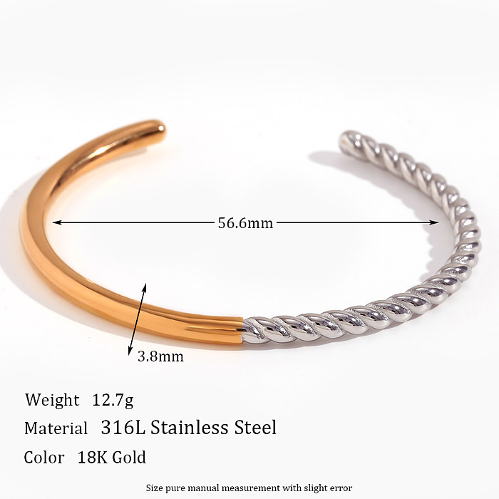 Basic Simple Style Classic Style Color Block Stainless Steel Plating 18K Gold Plated Cuff Bracelets