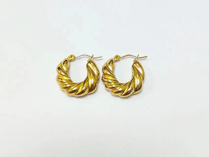 1 Paar geometrische U-förmige Ohrringe im INS-Stil mit Edelstahlbeschichtung und 18 Karat vergoldet