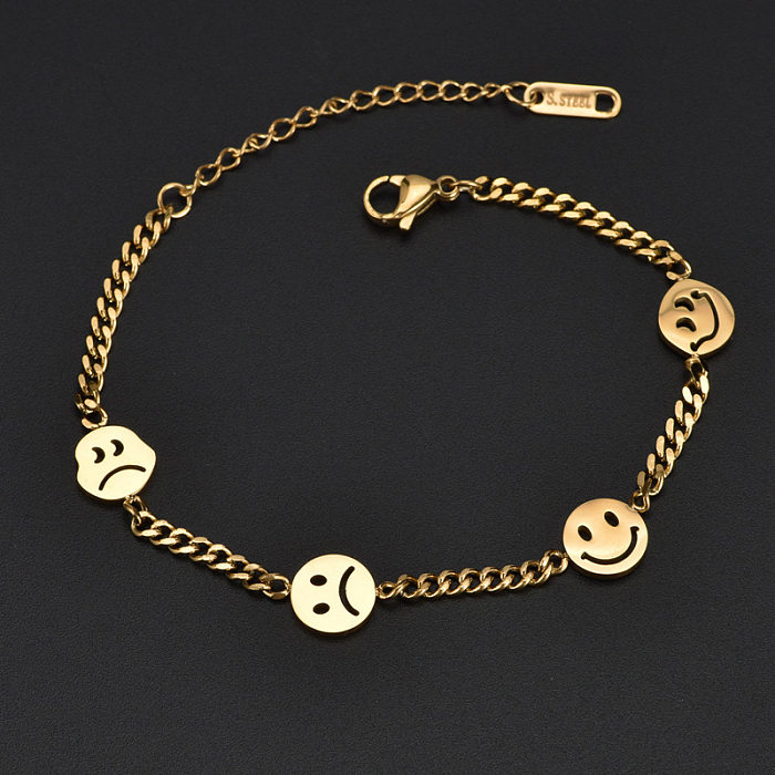 Cute Smiley Face Titanium Steel Plating Gold Plated Bracelets
