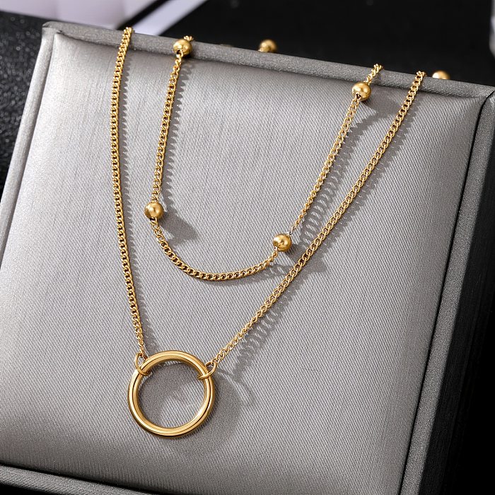 Simple Style Round Stainless Steel Plating Pendant Necklace