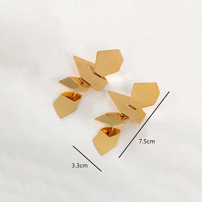 1 Paar schlichte, geometrische Ohrhänger aus Edelstahl mit 18-Karat-Vergoldung