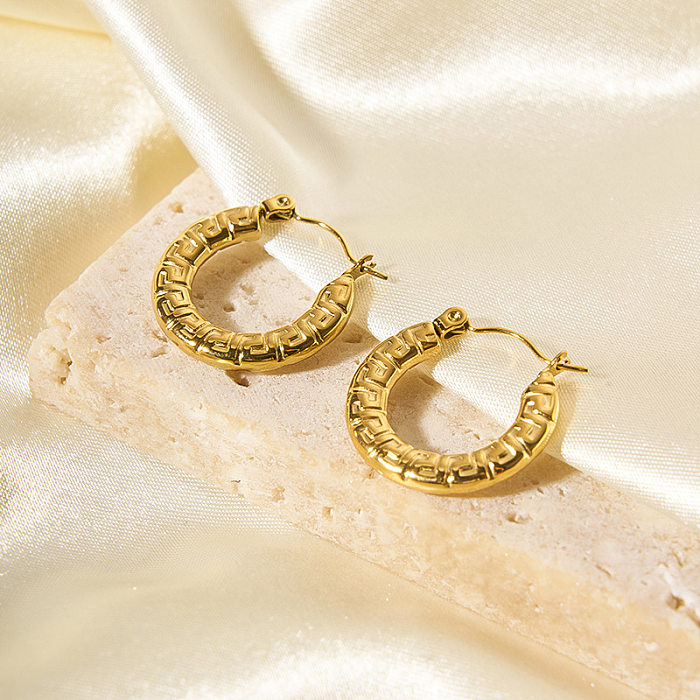 1 Paar Basic-Ohrringe aus Edelstahl mit 18-Karat-Vergoldung im schlichten Stil mit geometrischer Beschichtung