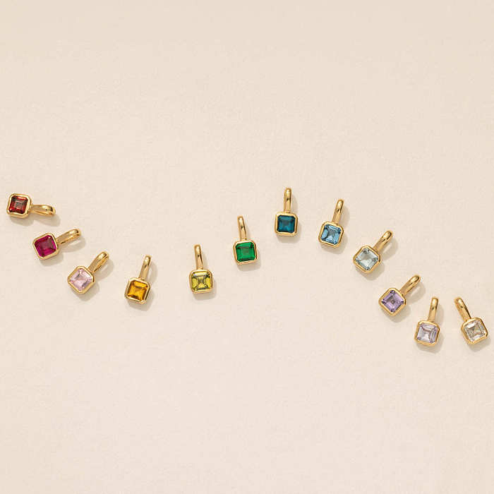 Pendentif coloré avec 12 pierres de naissance, accessoires de bricolage, collier pour femme, douze pierres de naissance carrées, pendentif en Zircon, clavicule