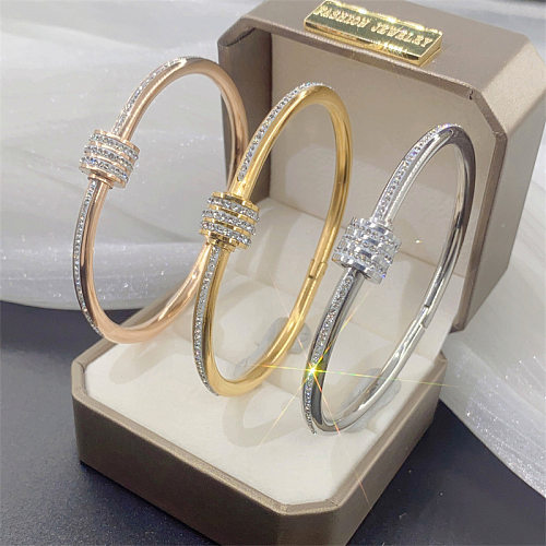 Bracelet en strass plaqué acier titane géométrique à la mode
