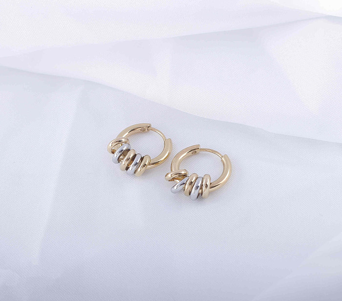 1 Pair Elegant Simple Style Round Square Heart Shape Plating Inlay Stainless Steel  Zircon Gold Plated Earrings