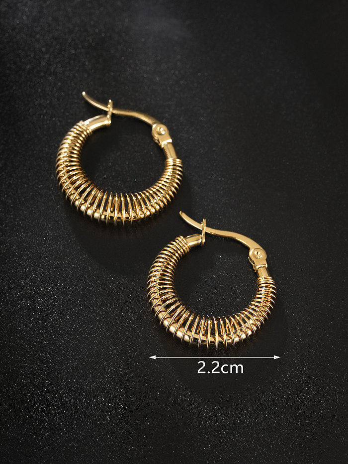 1 Pair Vintage Style Circle Stainless Steel  Plating 18K Gold Plated Earrings