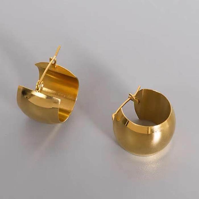 Boucles d'oreilles géométriques en métal et acier inoxydable, style simple, 1 paire