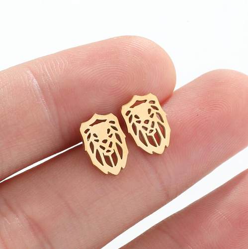 1 Pair Retro Lion Stainless Steel  Plating Ear Studs