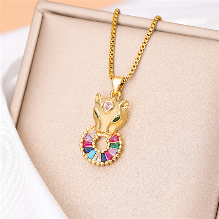 Cute Streetwear Little Bear Panda Stainless Steel  Stainless Steel Plating Inlay Zircon 18K Gold Plated Gold Plated Pendant Necklace