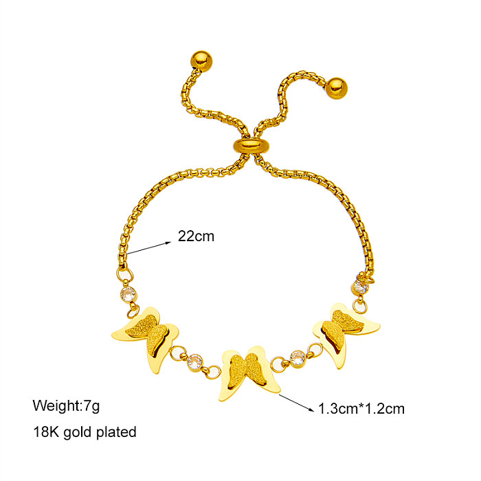 Atacado estilo simples borboleta titânio aço chapeamento pulseiras banhadas a ouro 18K