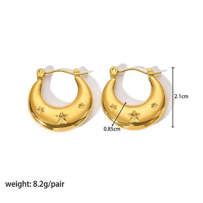 1 Pair Modern Style Round Heart Shape Stainless Steel  Hoop Earrings