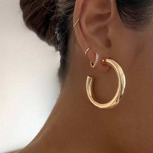 Fashion Geometric Stainless Steel  Hoop Earrings Plating Stainless Steel  Earrings