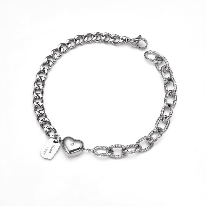Bracelets en acier titane en forme de coeur avec lettre de style IG