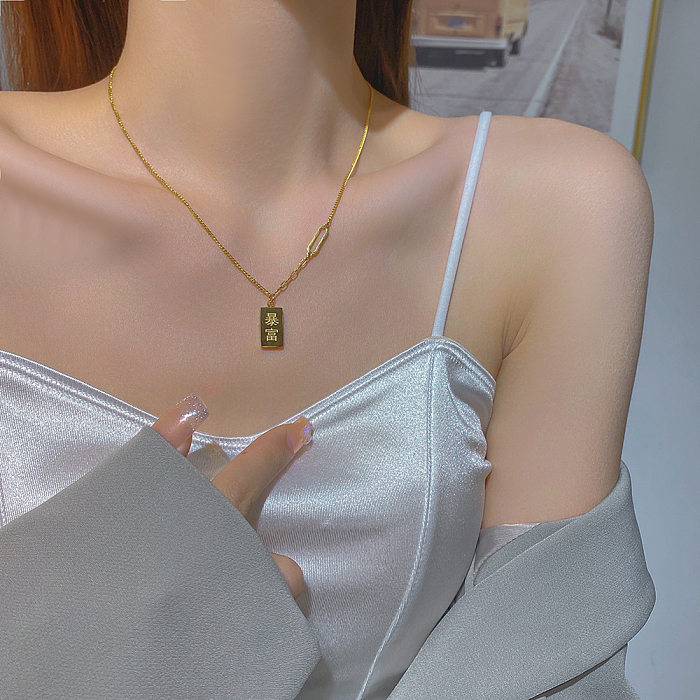 Glam Simple Style Square Stainless Steel Plating 18K Gold Plated Necklace