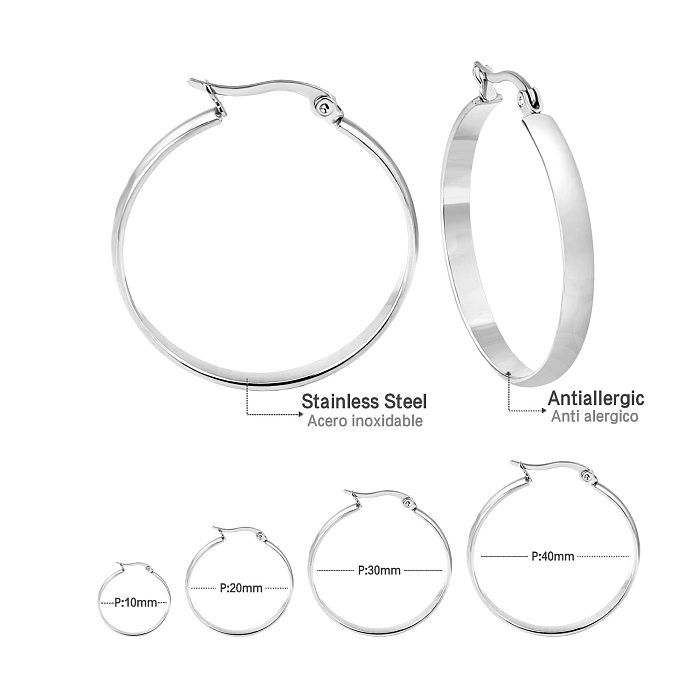Modische Kreis-Ohrringe mit Edelstahlbeschichtung, 1 Paar