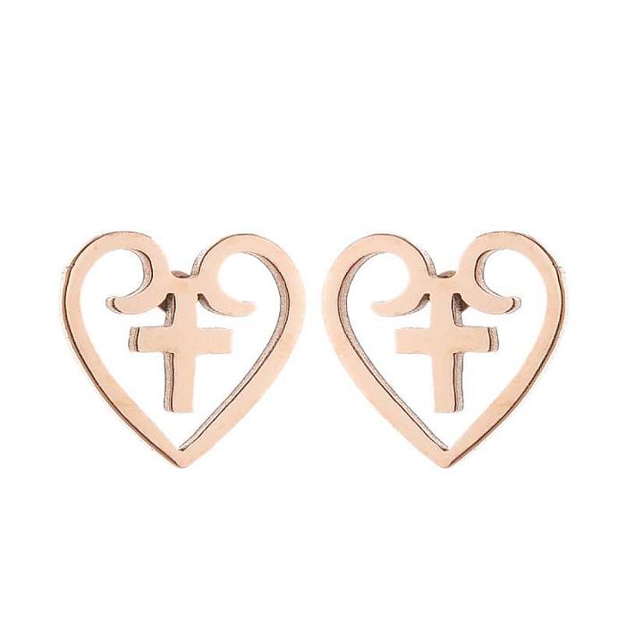 1 Pair Retro Cross Stainless Steel  Plating Ear Studs