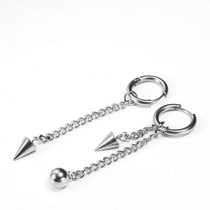 Boucles d'oreilles pendantes en acier inoxydable, Style Simple, incrustation de strass, 1 paire