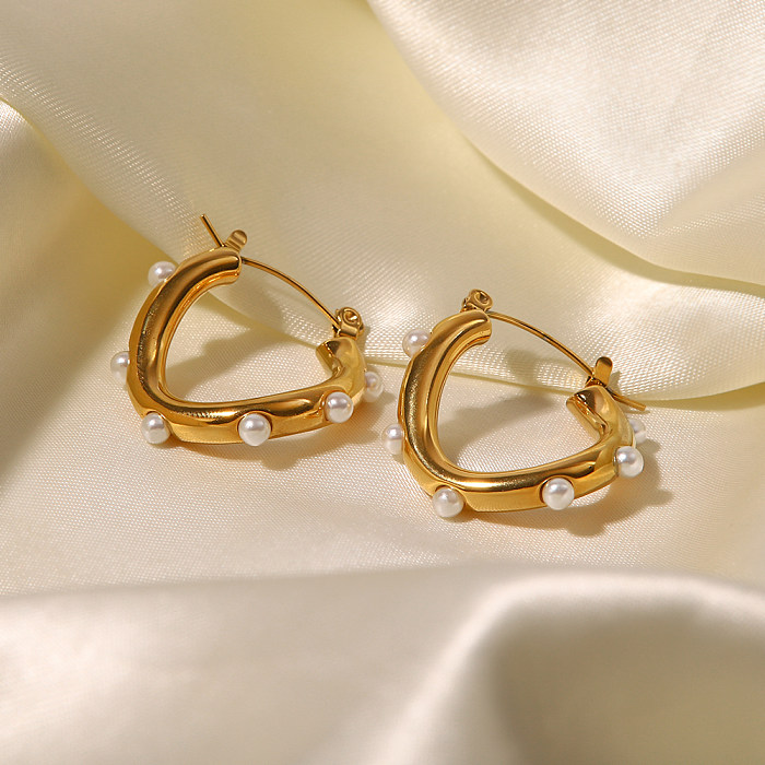 Boucles d'oreilles en perles artificielles, Style Simple, placage irrégulier en acier inoxydable, 1 paire