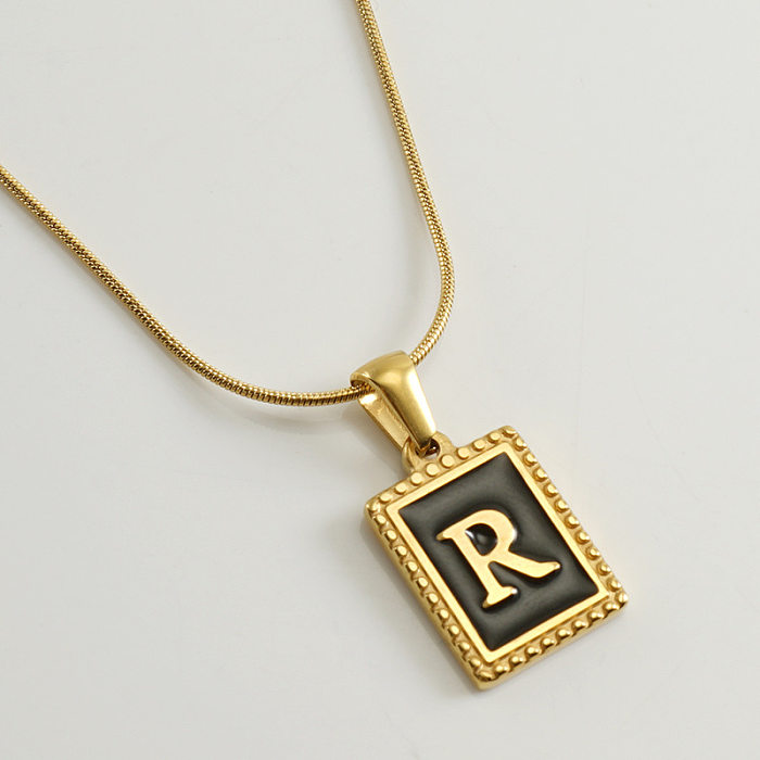 Simple Style Letter Stainless Steel  Stainless Steel Enamel Chain Pendant Necklace 1 Piece