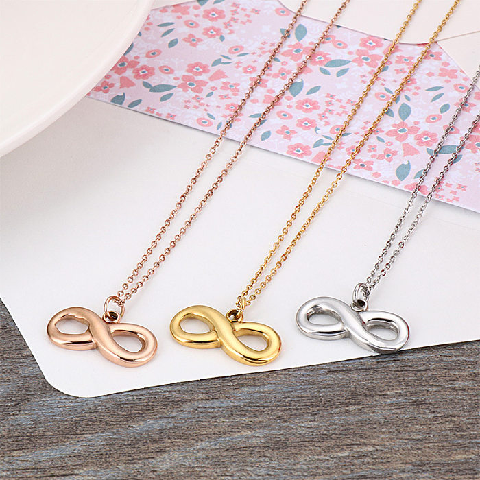 Simple Figure 8 Stainless Steel  Necklace Clavicle Pendant