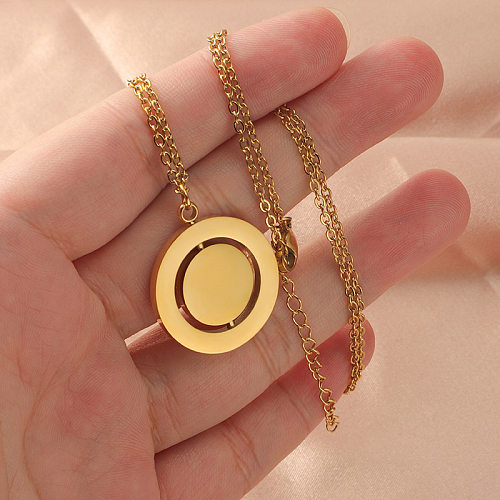 Lady Round Stainless Steel  Pendant Necklace In Bulk