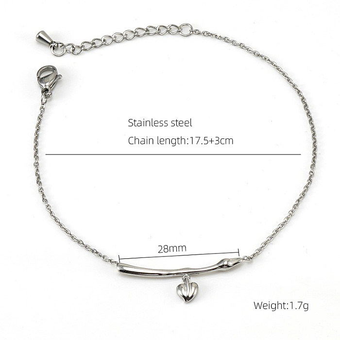 Casual Sweet Heart Shape Stainless Steel Plating 18K Gold Plated Bracelets