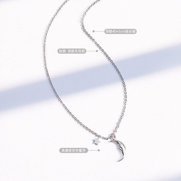 Simple  Star Moon Pendant Necklace