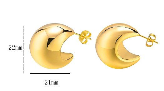 1 par retrô estilo francês em forma de C em formato de u gotas de água chapeadas brincos banhados a ouro 18K de aço inoxidável