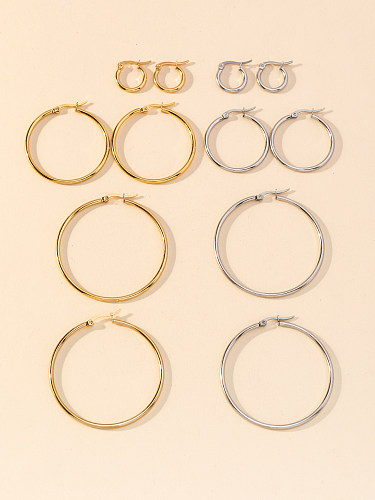 1 Pair Y2K Lady Artistic Solid Color Stainless Steel  Hoop Earrings