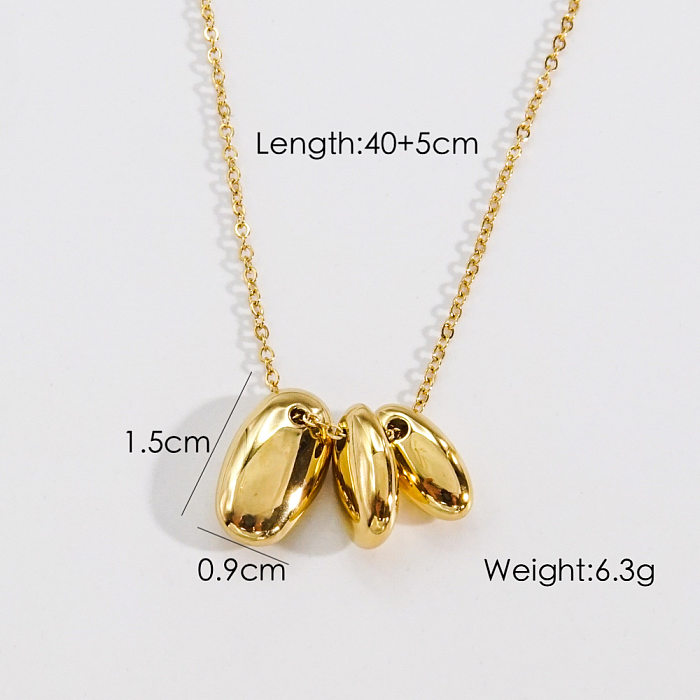 Modern Style Oval Flower Stainless Steel Natural Stone Zircon Pendant Necklace In Bulk