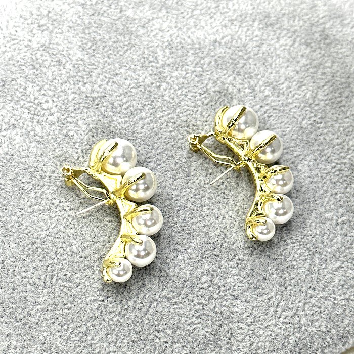 1 par de pendientes geométricos de perlas artificiales de acero inoxidable estilo Vintage