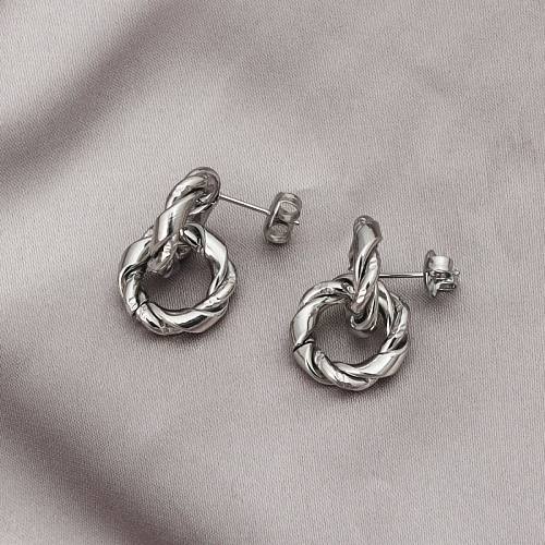 1 paire de boucles d'oreilles pendantes en acier inoxydable, Style moderne, décontracté, Style classique, couleur unie