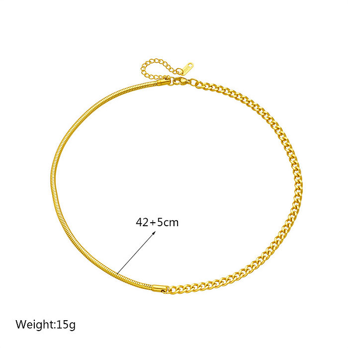Casual Color Block Stainless Steel Plating 18K Gold Plated Necklace