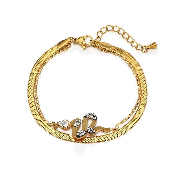 Bracelets de strass plaqués or en acier inoxydable serpent à la mode
