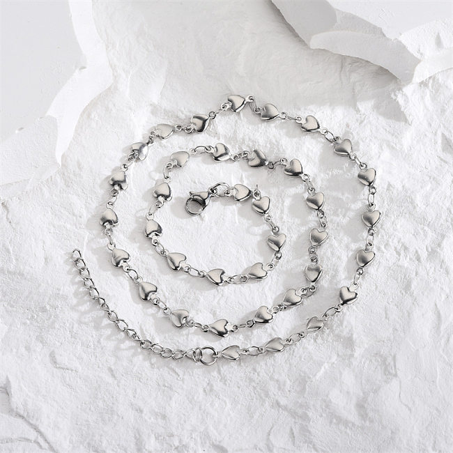 Elegant Simple Style Heart Shape Stainless Steel Polishing Necklace