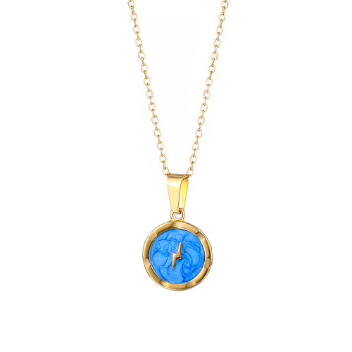1 Piece Fashion Round Lightning Stainless Steel  Stainless Steel Plating Inlay Zircon Pendant Necklace